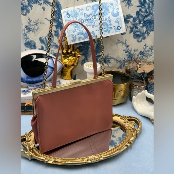 🆕 OROTON 🧿 NWOT Icon Frame Clutch, Rosewood Pink - Picture 3 of 16